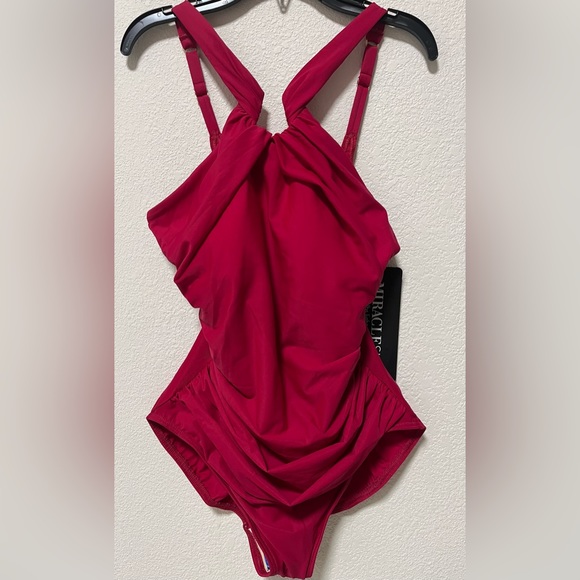 MiracleSuit Women’s Razzle Dazzle Siren One Piece Swimsuit Grenadine Red - Picture 5 of 14
